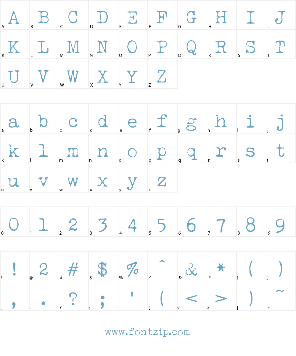 LUCKY TYPEWRITER Font Character